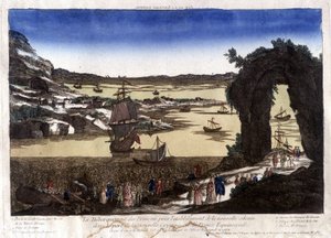 新植民地設立のためのフランス人のヌーベル・カイエンヌ（またはフランス・エクイノキアル）の港への上陸。 作： Unknown artist
