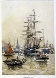 19世紀のハンブルク港の様子 作： Unknown artist