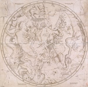 1678年までの両半球の主な恒星の右上がりと偏角