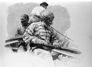 シチリア島のアナポ川でボートに乗る人たち。 作： Unknown artist