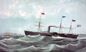 蒸気船USアトランティック号（米国郵便蒸気船アトランティック号）リトグラフ 1850年 作： Unknown artist