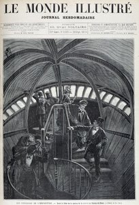 万国博覧会での自由の女神の頭部の内側の見学 - 1878年9月28日付「The Illustrated World」にて 作： Unknown artist