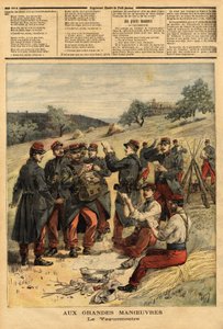 ワグメストル（軍隊への郵便物の配布を担当する軍人）。1893年9月23日「Le petit journal」に掲載された版画。セルバのコレクション。 作： Unknown artist