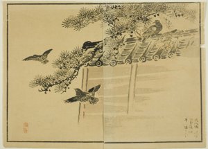 壁際の3種類の鳥 作： Unknown artist