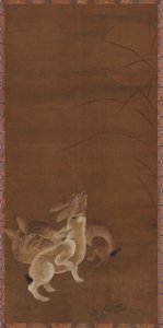 月を見る三兎 作： Unknown artist