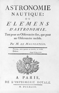 M. de Maupertuis (Pierre-Louis Moreau de) (1698 - 1759)の『Nautical Astronomy: or Elemens (Elemens of Astronomy) 』のタイトルページ。1743. 作： Unknown artist