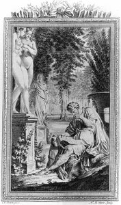 Titus Lucretius Carus (Lucrece) ローマの哲学者・詩人『De Rerum natura』 18世紀のエングレーヴィング。 作： Unknown artist