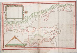トラリー湾、アイルランド、1600年頃（紙、リネン） 作： Unknown artist