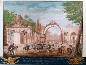 独立メキシコの初代皇帝アグスティン・イトゥルビデ（1783-1824）の凱旋入場 7/09/1821（Triumphal entry of first emperor of free Mexico Agustin Iturbide in Mexico City, September 7th 作： Unknown artist