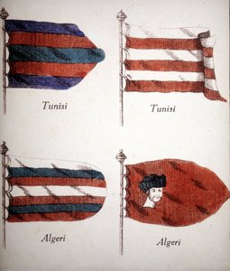 18世紀末に作られたチュニジアとアルジェリアの国旗。 作： Unknown artist