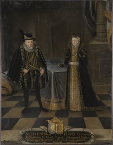 Ulrich III de Mecklembourg Gustrow et Elisabeth de Danemark - メクレンブルク公爵ウルリッヒ3世（1527-1603）とメクレンブルク公爵夫人エリザベス（1524-1586）の肖像、匿名 。キャンバスに油彩。サイズ：101x79cmストックホルム国立博物館 作： Unknown artist