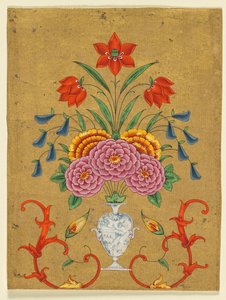 生け花と渦巻きの花瓶 作： Unknown artist