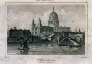 ロンドンのセント・ポール大聖堂をテムズ川の近くで見る 作： Unknown artist