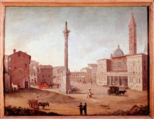 ローマのサンタ・マリア・マッジョーレ大聖堂の眺め（サンタ・マリア・マッジョーレ） 匿名の水彩画。18世紀 ローマ、ミュゼオ・ディ・ローマ 作： Unknown artist