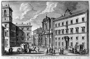 18世紀末のローマ、聖アポリナール教会とゲルマン・カレッジ（Collegio Germanico）の眺め。 作： Unknown artist