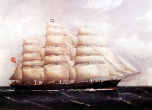 カティ・サーク号の眺め 19世紀のイギリスの船の絵 作： Unknown artist