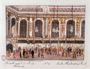 オーストリア、ウィーンの赤壁の帝国と王室のホールの眺め。1815年のエングレーヴィング 個人蔵 作： Unknown artist