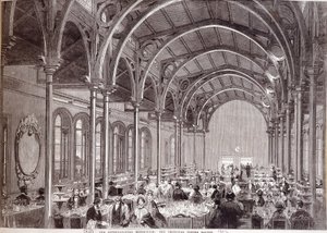 1862年にロンドンで開催された万国博覧会のメインレストランの様子。 作： Unknown artist