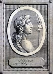 Virgil (70 - 19 BC), ラテン語の詩人。18世紀のエングレーヴィング。 作： Unknown artist