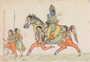 女性従者で構成される馬に乗るヴィシュヌ 作： Unknown artist