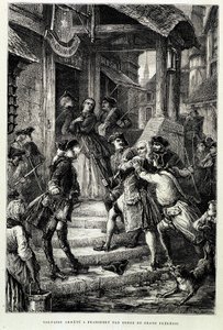 フレデリック2世の命令でフランクフルトで逮捕されたヴォルテール - M.ギゾーの「Histoire de France from the most most times to 1789」による。 作： Unknown artist