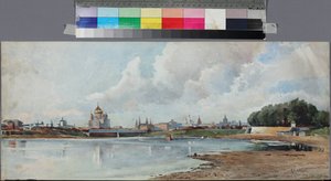 Vue de Moscou depuis le jardin Neskoutchni - Neskuchny Garden からのモスクワの眺め、匿名。 紙に水彩、1880～1885年頃。 州立博物館 プーシキン、モスクワ
