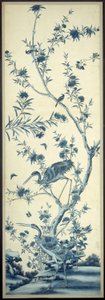 鳥と花咲く木々の壁紙パネル