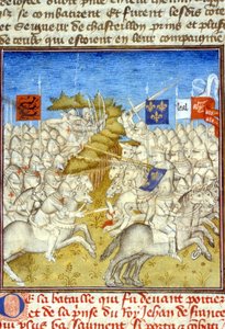 百年戦争。ポワチエの戦い - 14世紀末の「サン＝ドニ大年代記」に記載（Ref.512, 392v) 作： Unknown artist