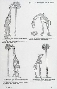 トトさんからのWhy。なぜヤシの木はあんなに大きいのか、なぜキリンの首はあんなに長いのか。(ダーウィンの説を参考にしたお笑い) 作： Unknown artist