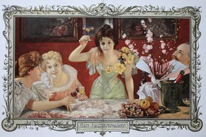 パーティーで一緒にカクテルを飲む女性 作： Unknown artist