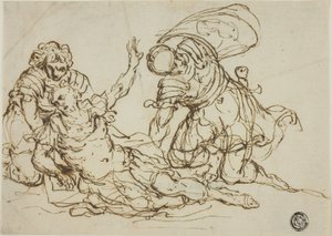 傷ついた戦士と二人の仲間 作： Unknown artist