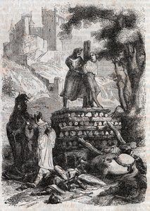 ブッチャーのゼルビン、ローランドによる配達-「激怒ローランド」からの1851年の彫刻 作： Unknown artist