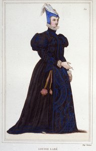 フランスの詩人、ルイーズ・ラベ（ver1524-1566）の肖像画、1830年のエングレーヴィング 作： Unknown artist
