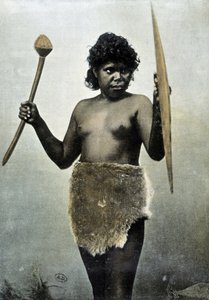 オーストラリアのアボリジニの妻が夫の腕を担当している様子 - autochrome