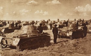 ドイツ軍の戦車（ベルリン近郊、ドベリッツ）（写真は7月27日付『イラストレイテッド・ロンドン・ニュース』より 作： Unknown photographer