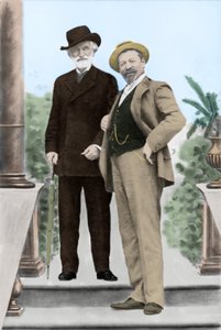 イタリアの作曲家ジュゼッペ・ヴェルディ（1813-1901）と、テノール歌手フランチェスコ・タマーニョ（1850-1905）が19世紀末にモンテカティーニで共演した。 作： Unknown photographer