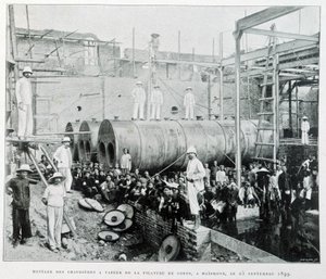 1899年9月25日、ハイフォン綿紡績の蒸気ボイラー設置 - Robert Duboisの "Le Tonkin en 1900 "にて。