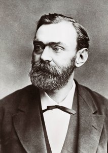 スウェーデンの化学者、アルフレッド・ベルハルト・ノーベル（1833-1896）の肖像。写真 作： Unknown photographer