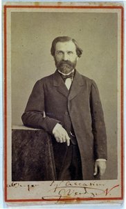 作曲家ジュゼッペ・ヴェルディ(1813 - 1901)の肖像。1840s.直筆サイン入り写真。 作： Unknown photographer