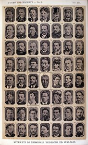 ドイツとイタリアの犯罪者たちのポートレート。イタリアの犯罪学者チェーザレ・ロンブローゾ（1835-1909）が集めた写真集。"犯罪者 "の写真 作： Unknown photographer