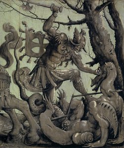 セントジョージファイティングザドラゴン、1520年頃（ライムウッドのテンペラ） 作： Urs Graf
