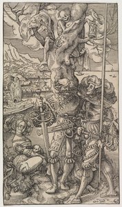 傭兵と木に死を伴う女性、1524年。 作： Urs I Graf