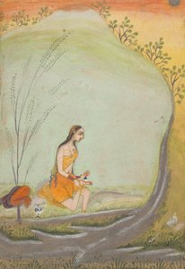 足にヘナを塗る女性 1720-30。 作： Ustad Mohamed