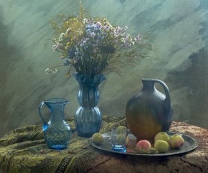 素朴な青の静物画 作： 