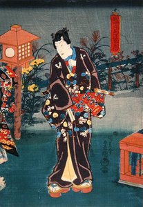 満月。植物や花を彩る 作： Utagawa Kunisada