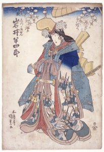 岩井ハンシール？ 静御前の役で（カラー木版画）