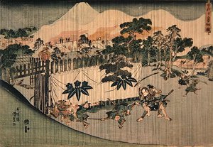 10人の敵を殺す曽我兄弟、1830年頃（カラー木版画） 作： Utagawa Kunisada