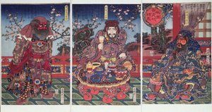 桃源郷での忠誠の誓い（カラー木版画）