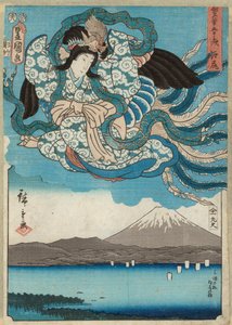 丸屋久四郎刊「江尻」1850年頃（カラー木版画 作： Utagawa  Hiroshige and Kunisada
