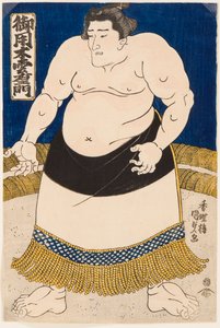 大相撲の力士、五代木久右衛門の肖像。歌川国貞（1786-1865）の版画 作： Utagawa Kunisada